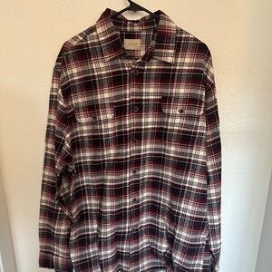 JACHS Flannel Shirt Men's size Large Button Front Long Sleeve Plaid Red White
